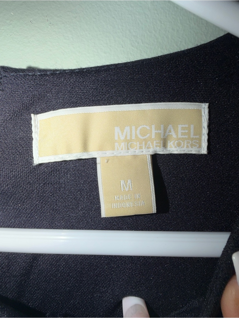 Michael Michael Kors Navy Knit Sheath Knee Dress M Long Sleeve Round Neck Zip